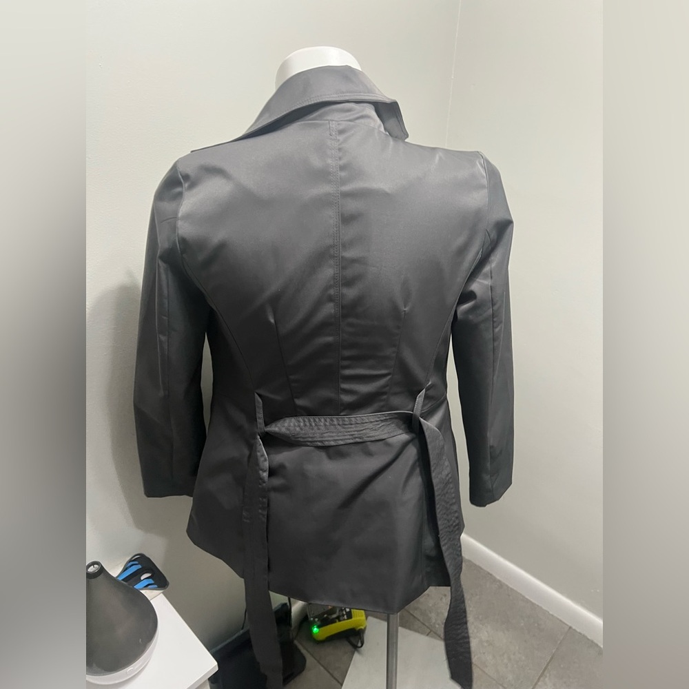 Sandro Steel Gray Double-Breasted Trench Coat - Picture 3 of 8